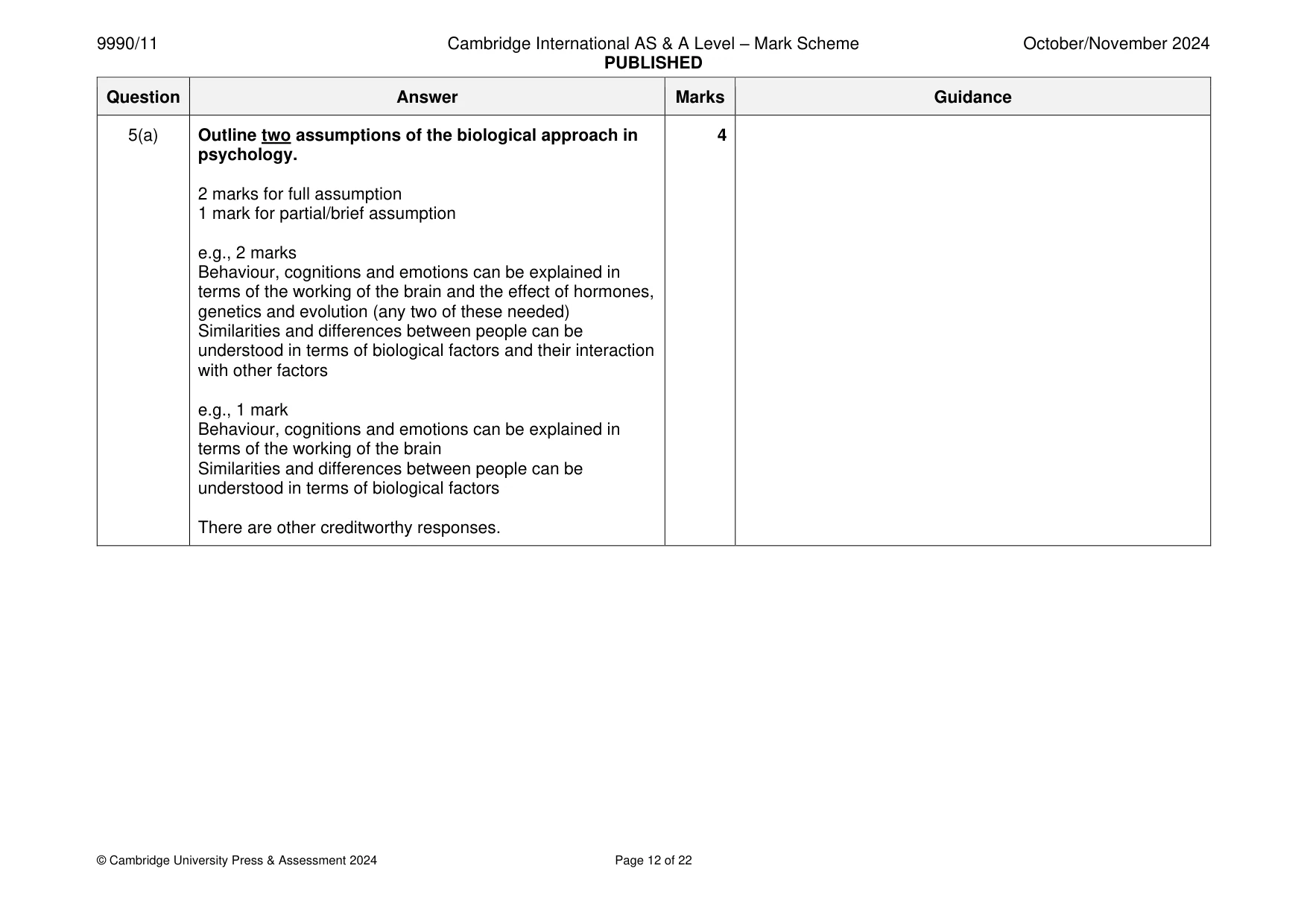 Mark scheme, page 12 of 22
