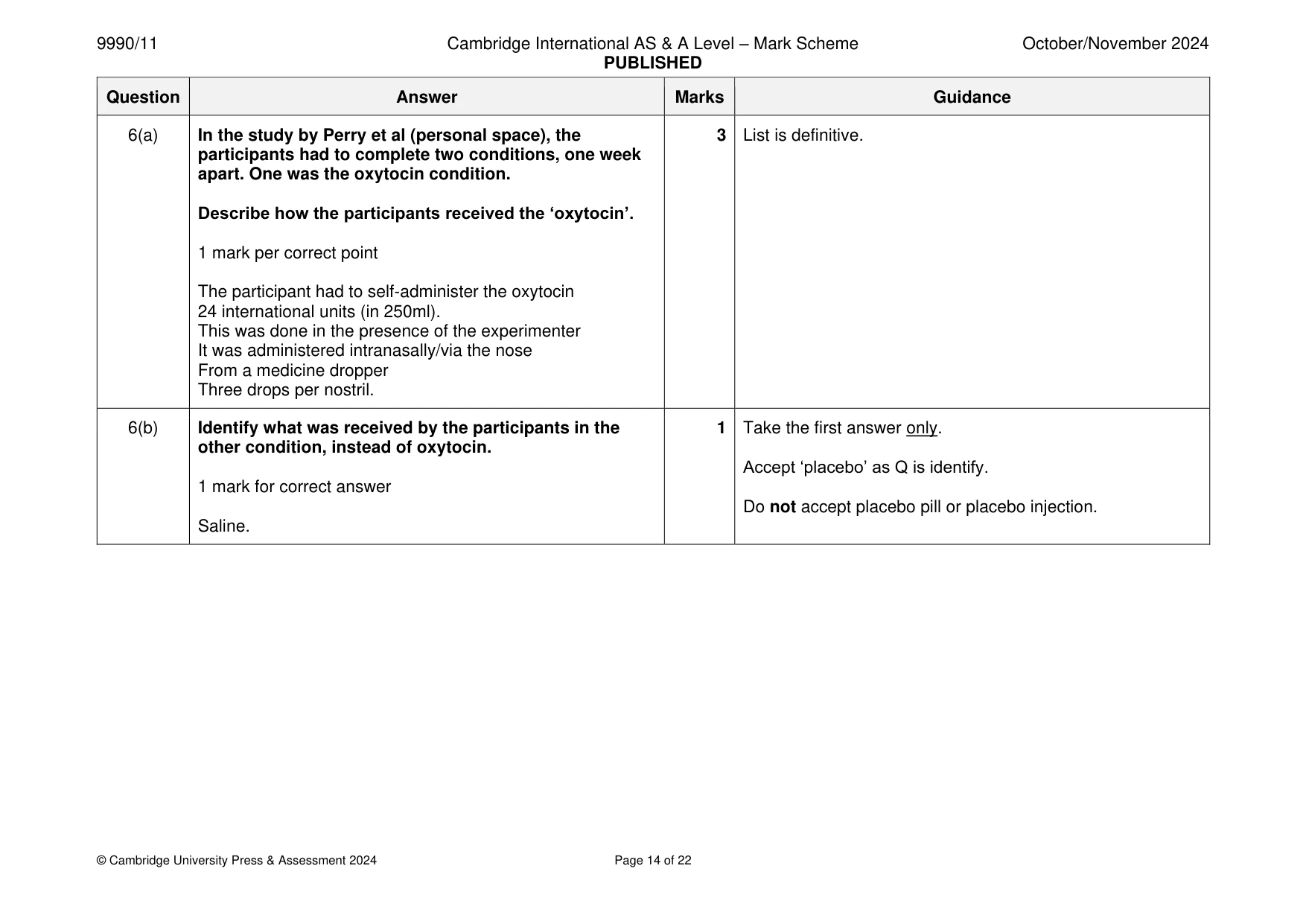 Mark scheme, page 14 of 22