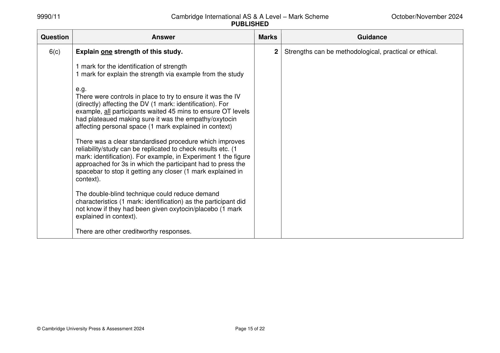 Mark scheme, page 15 of 22