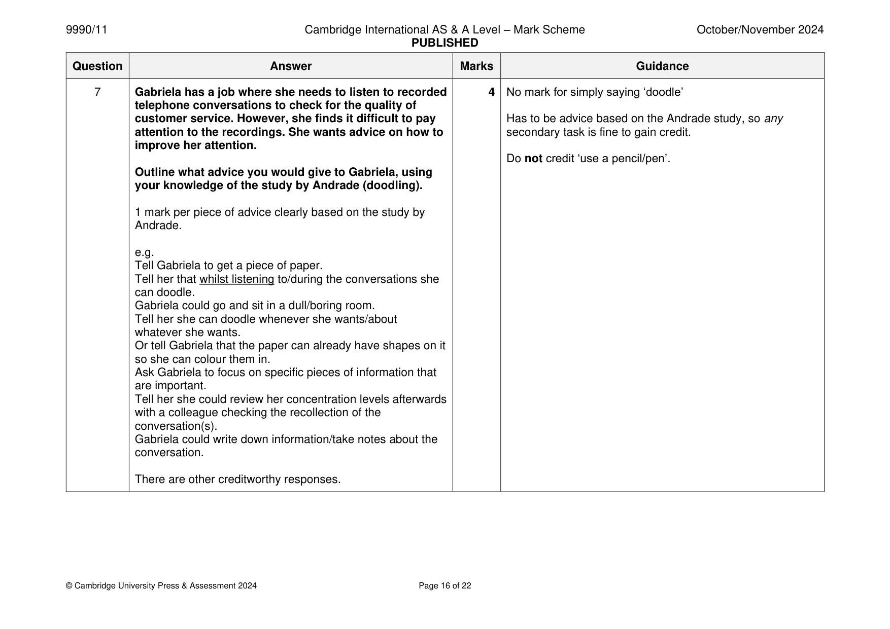Mark scheme, page 16 of 22