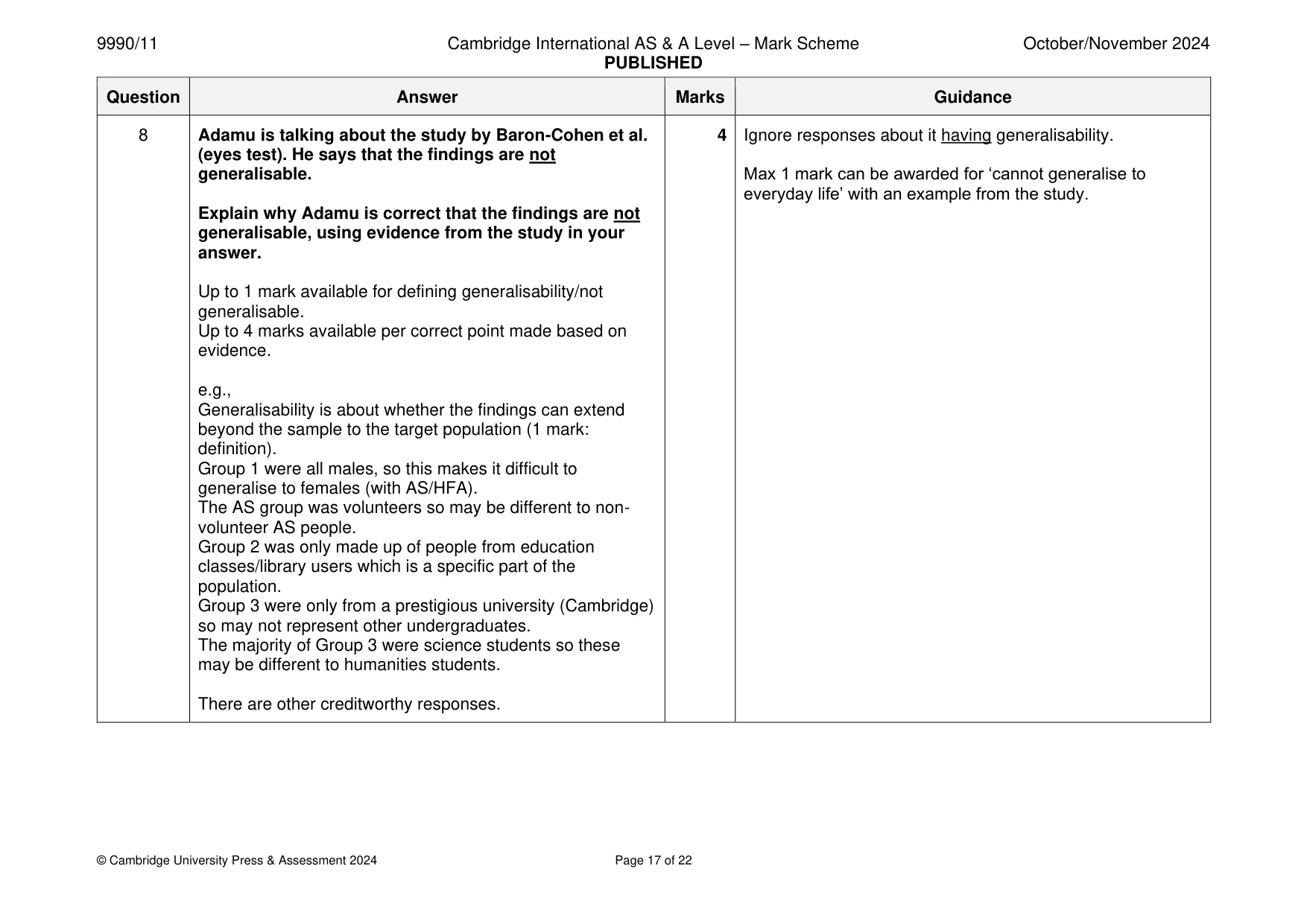 Mark scheme, page 17 of 22