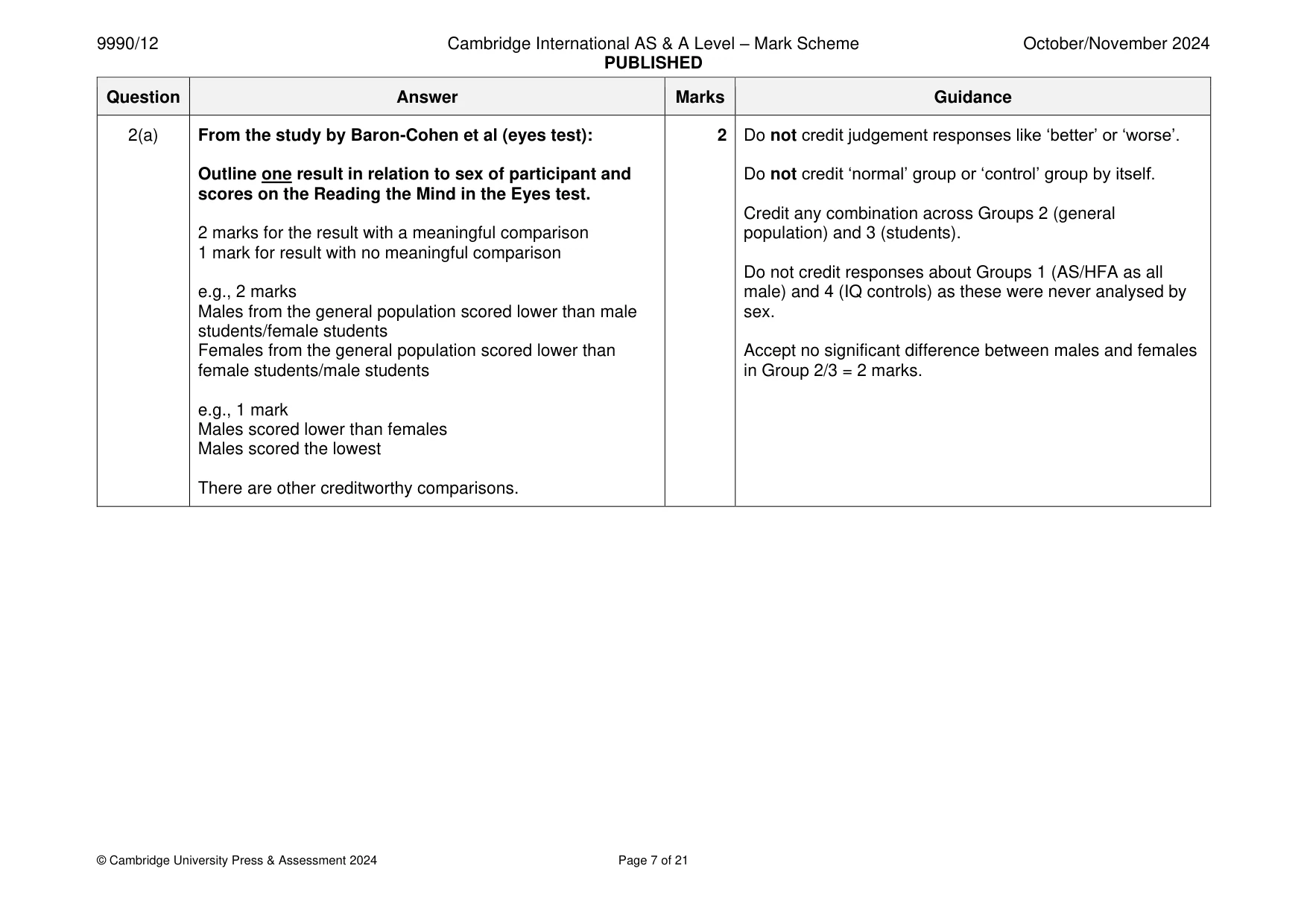 Mark scheme, page 7 of 21