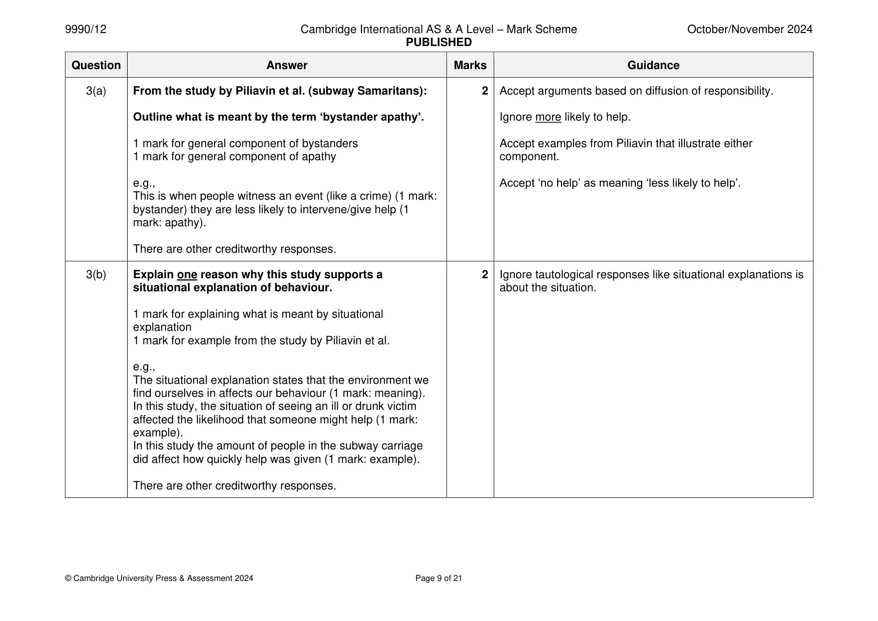 Mark scheme, page 9 of 21