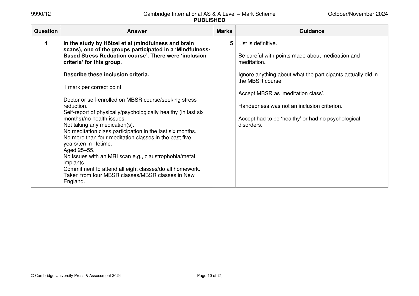 Mark scheme, page 10 of 21