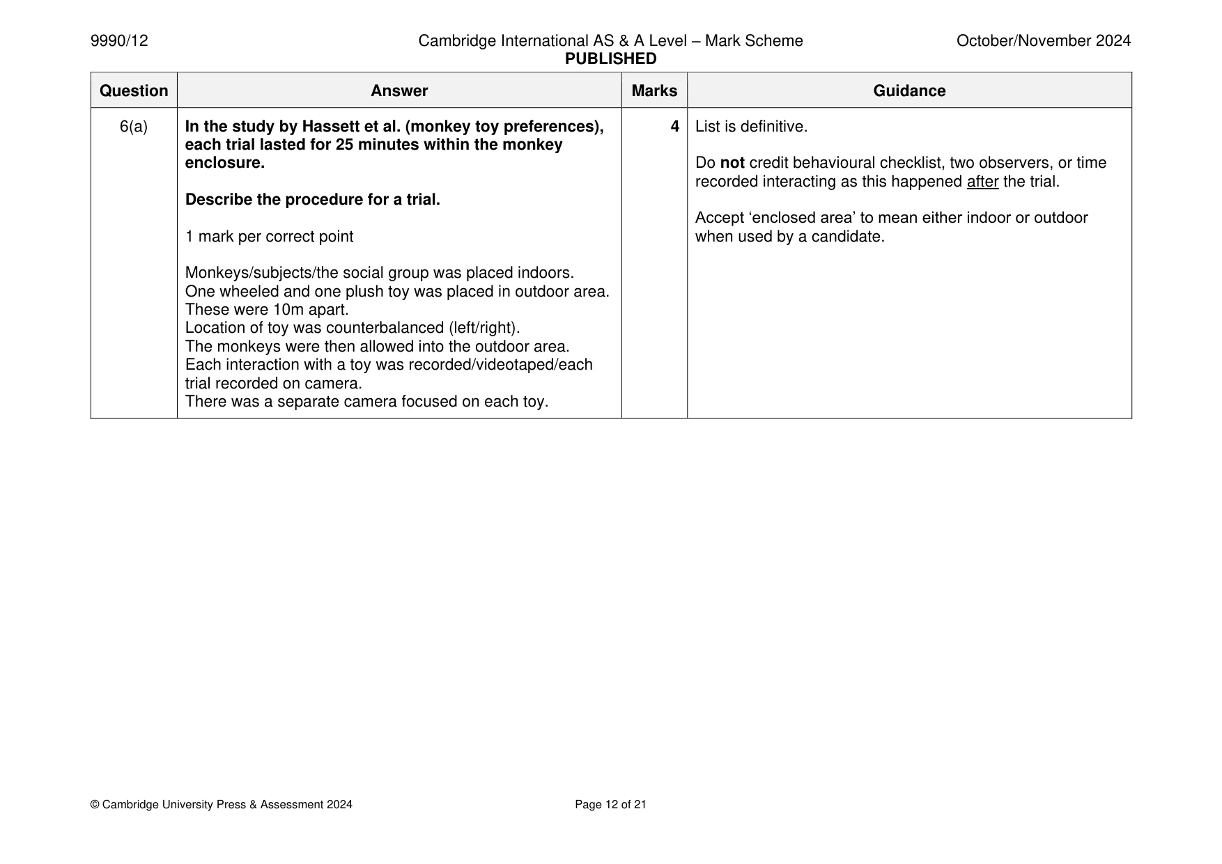 Mark scheme, page 12 of 21