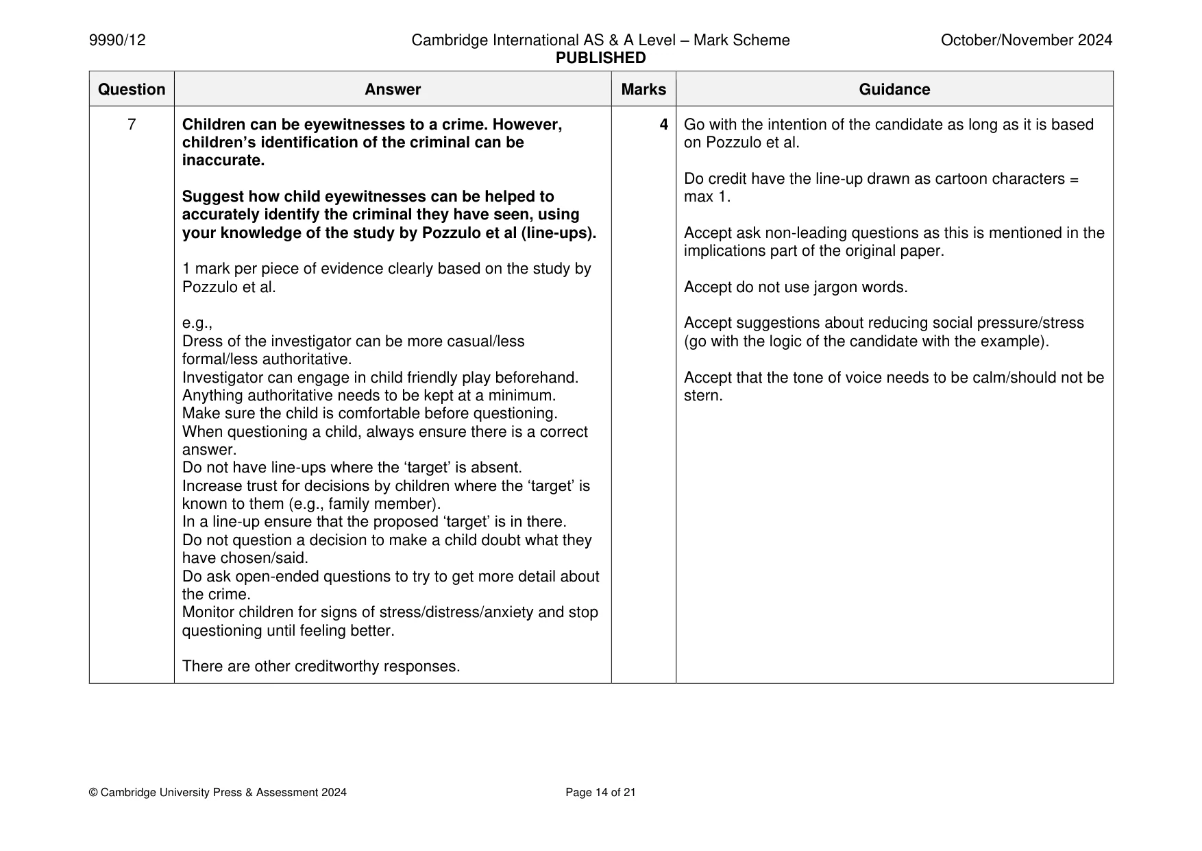 Mark scheme, page 14 of 21