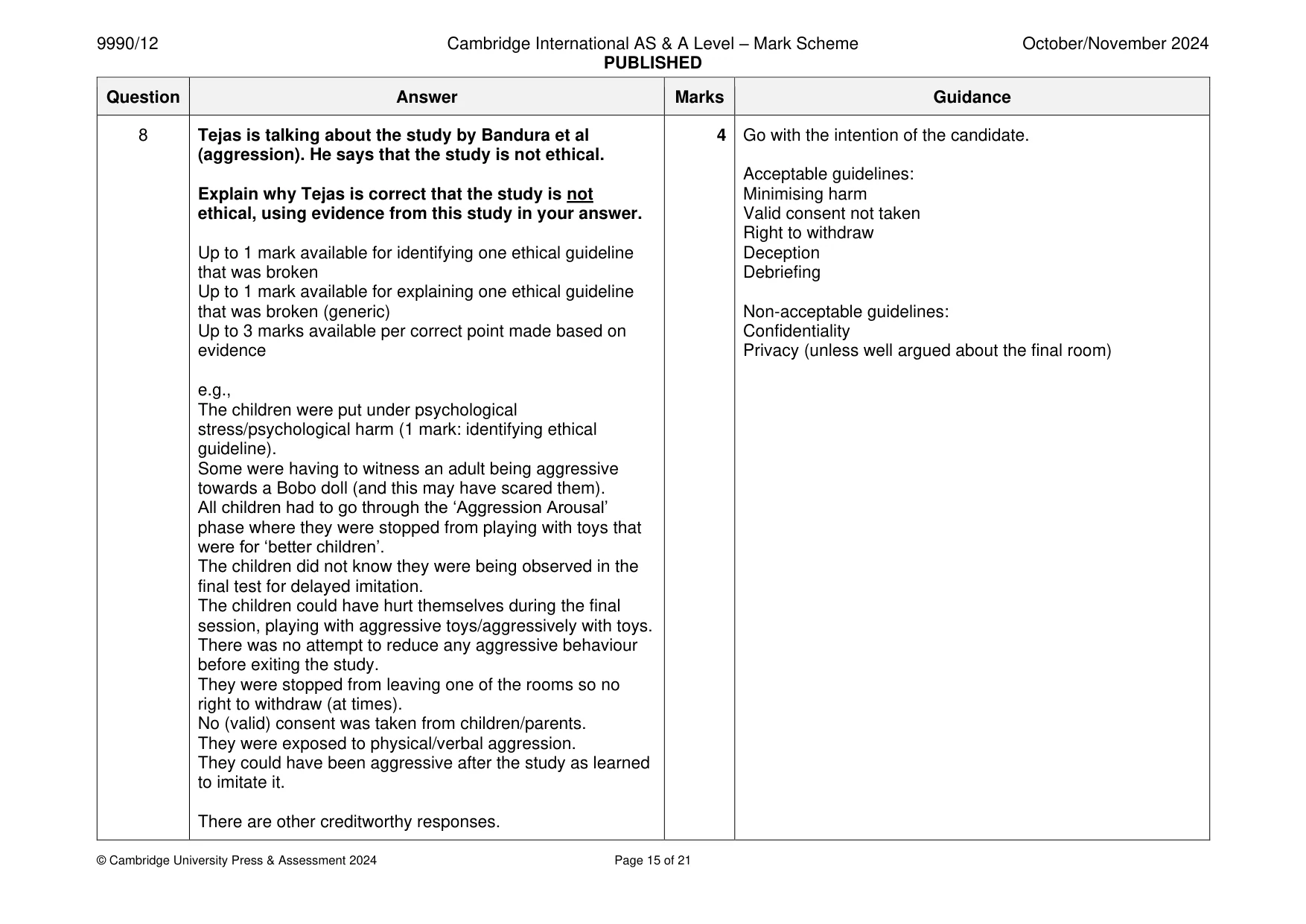 Mark scheme, page 15 of 21