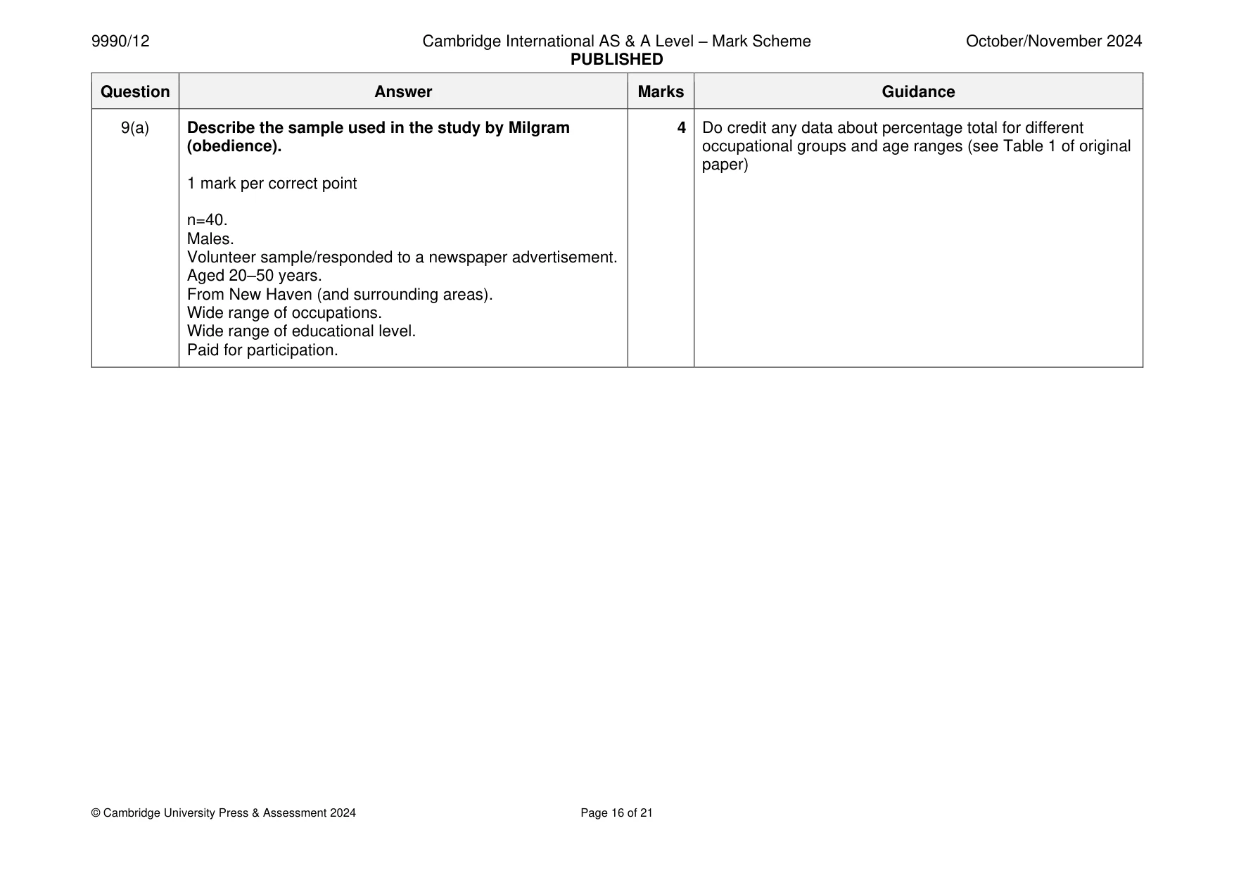 Mark scheme, page 16 of 21