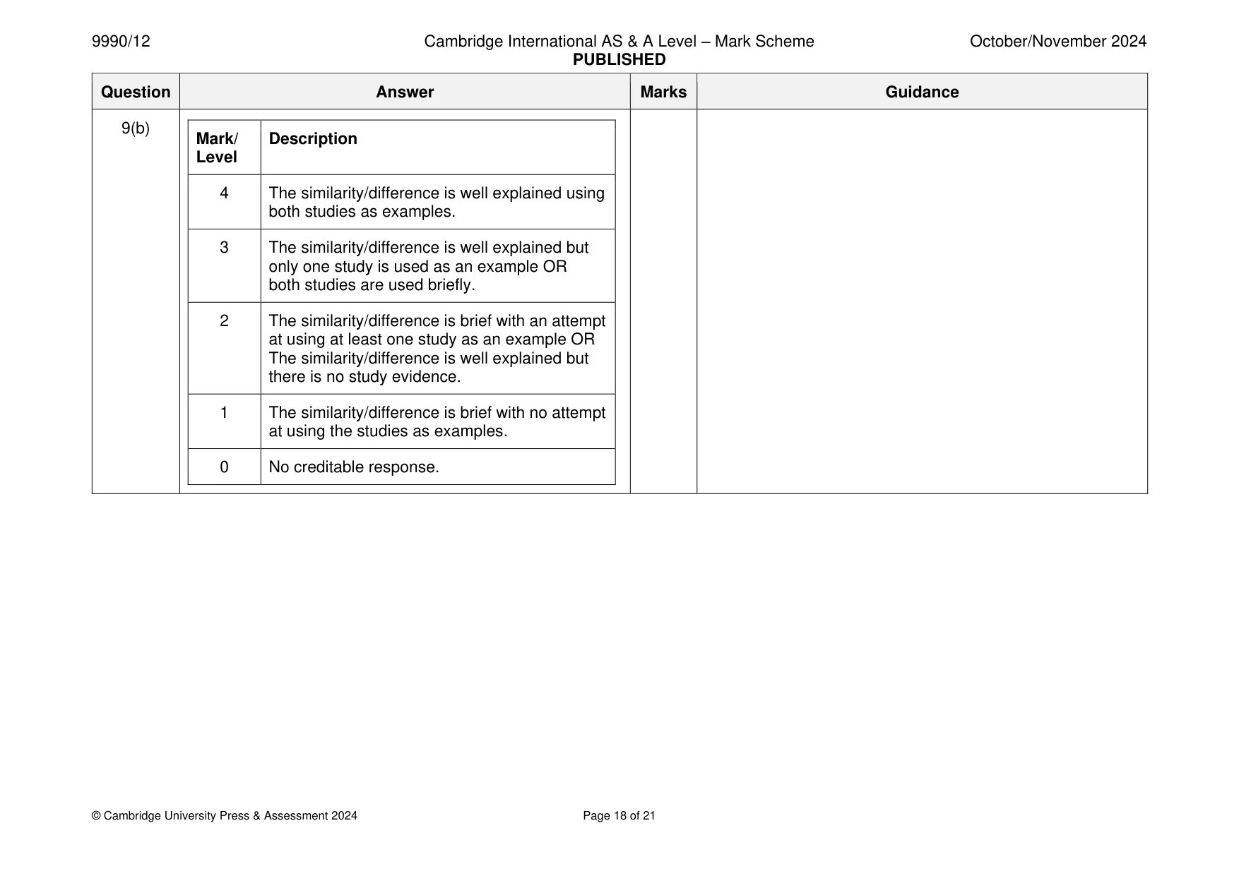 Mark scheme, page 18 of 21