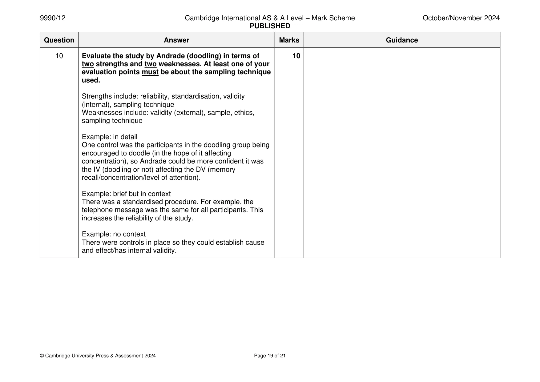 Mark scheme, page 19 of 21