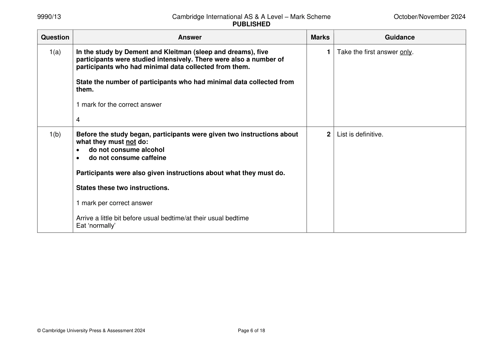 Mark scheme, page 6 of 18