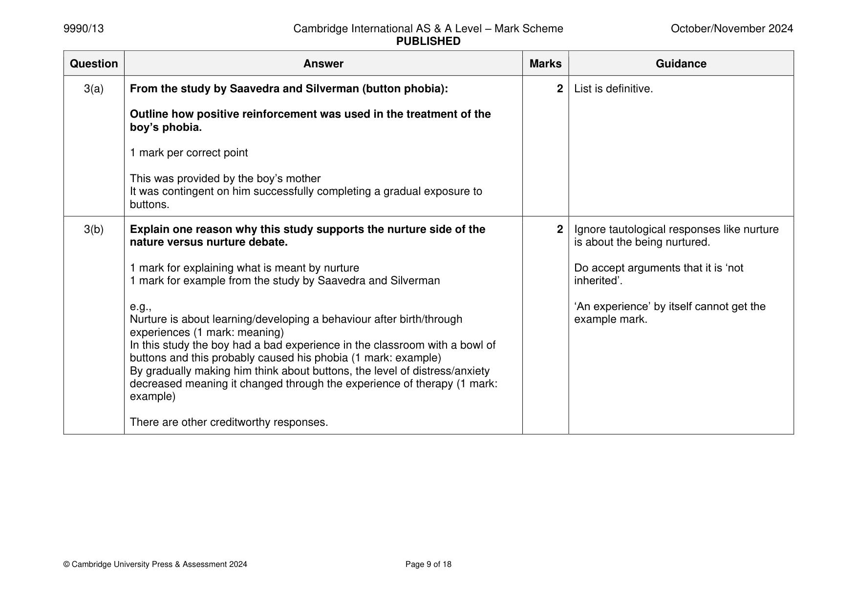 Mark scheme, page 9 of 18