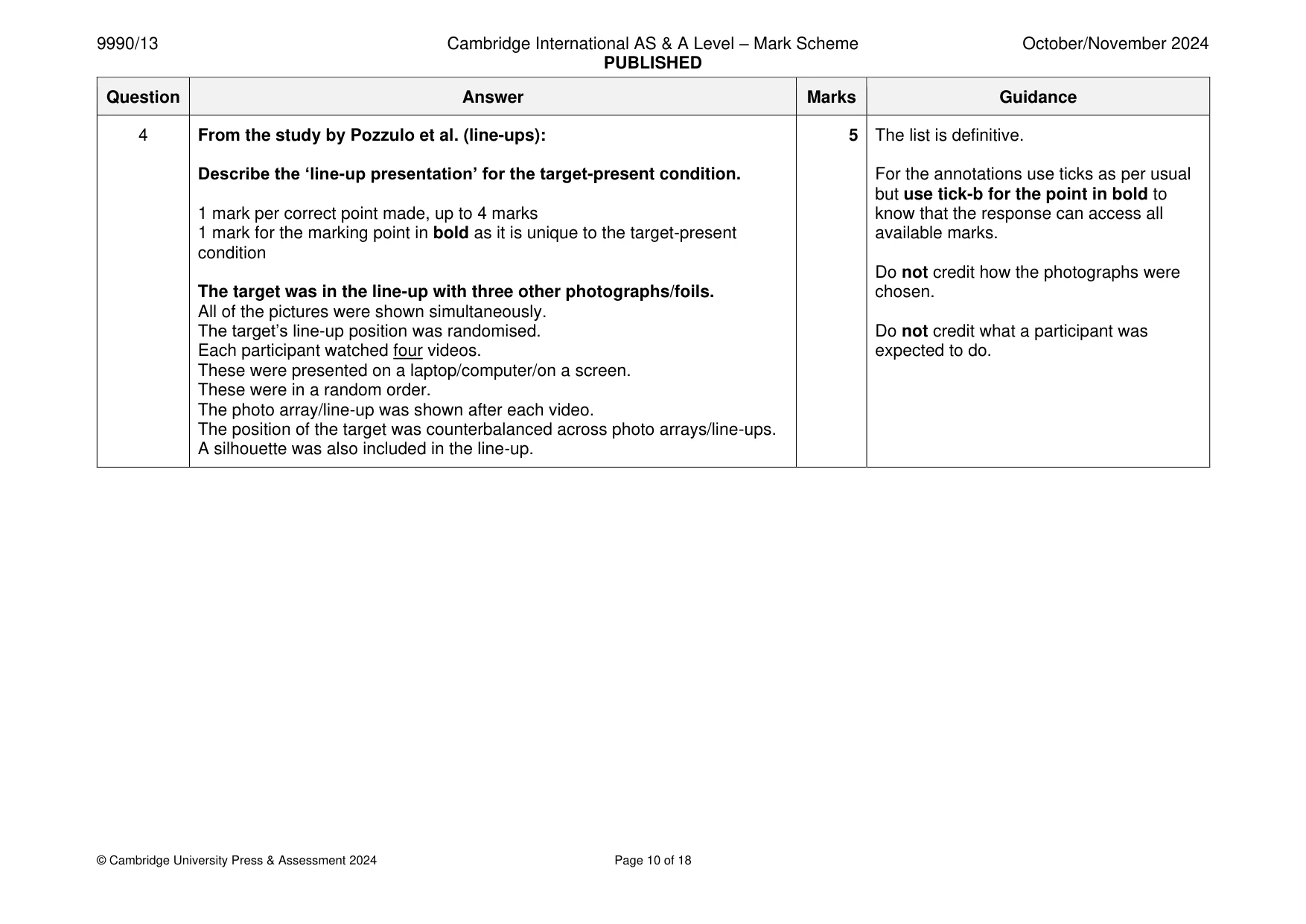 Mark scheme, page 10 of 18