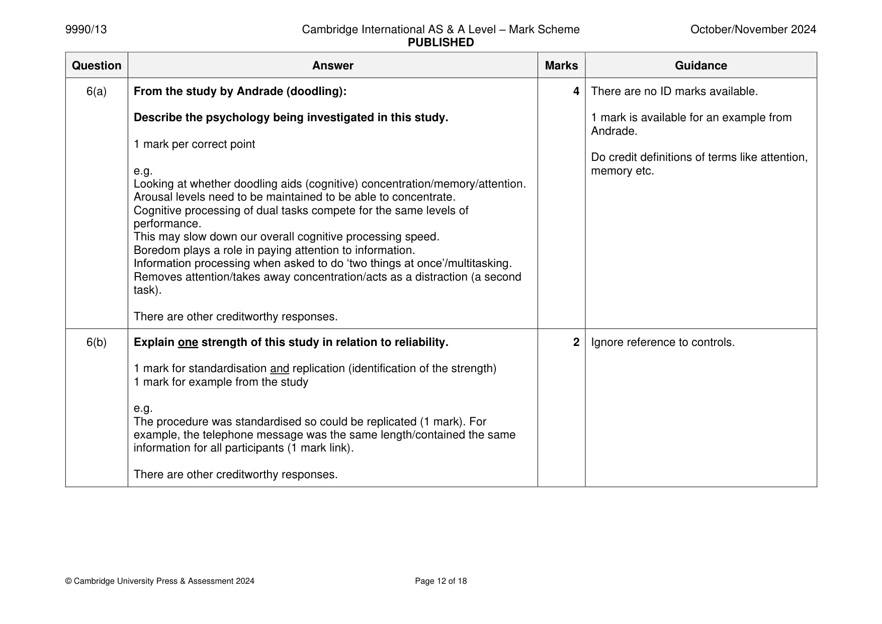 Mark scheme, page 12 of 18