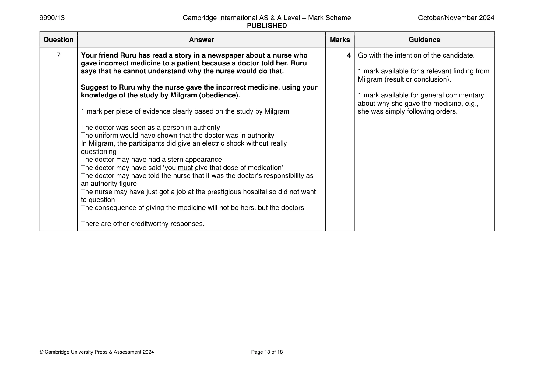 Mark scheme, page 13 of 18