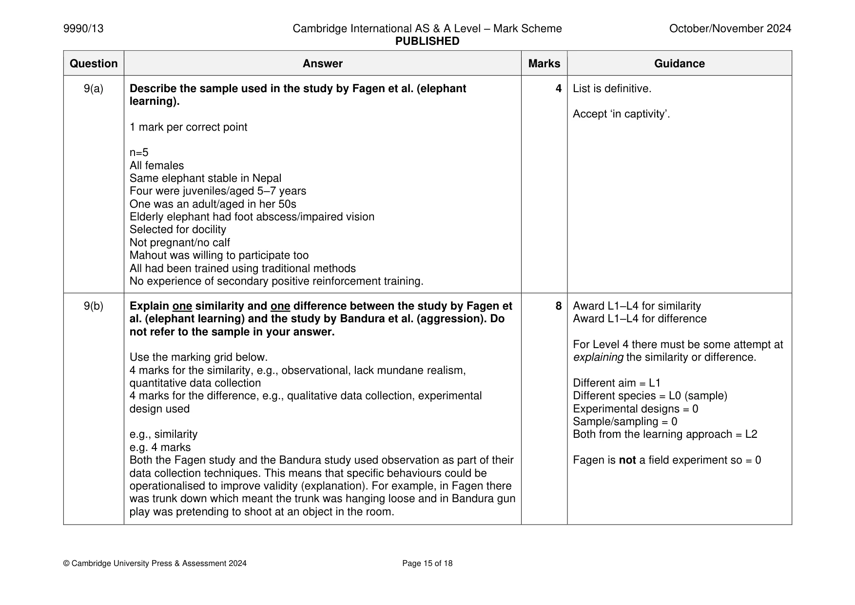 Mark scheme, page 15 of 18