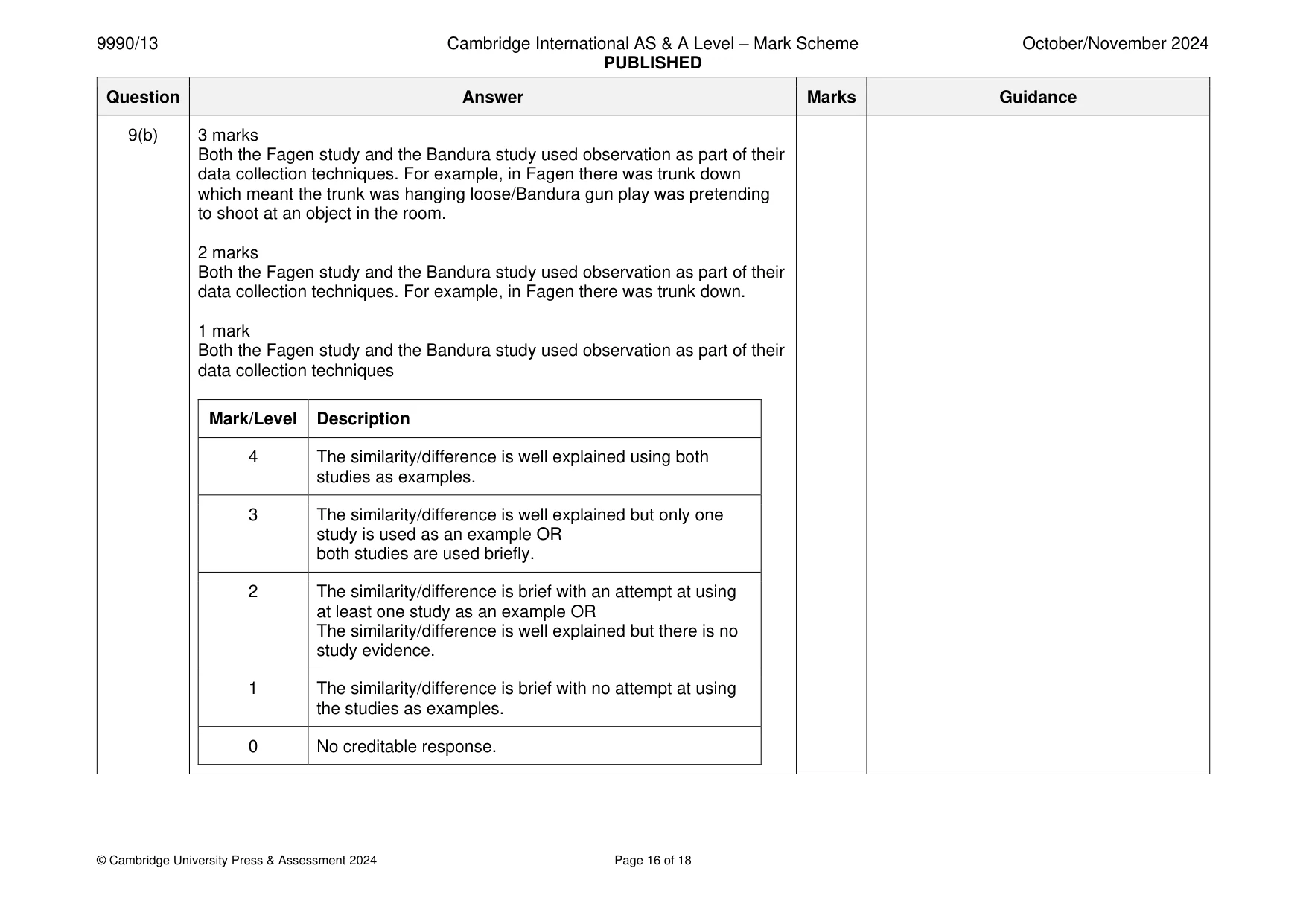Mark scheme, page 16 of 18