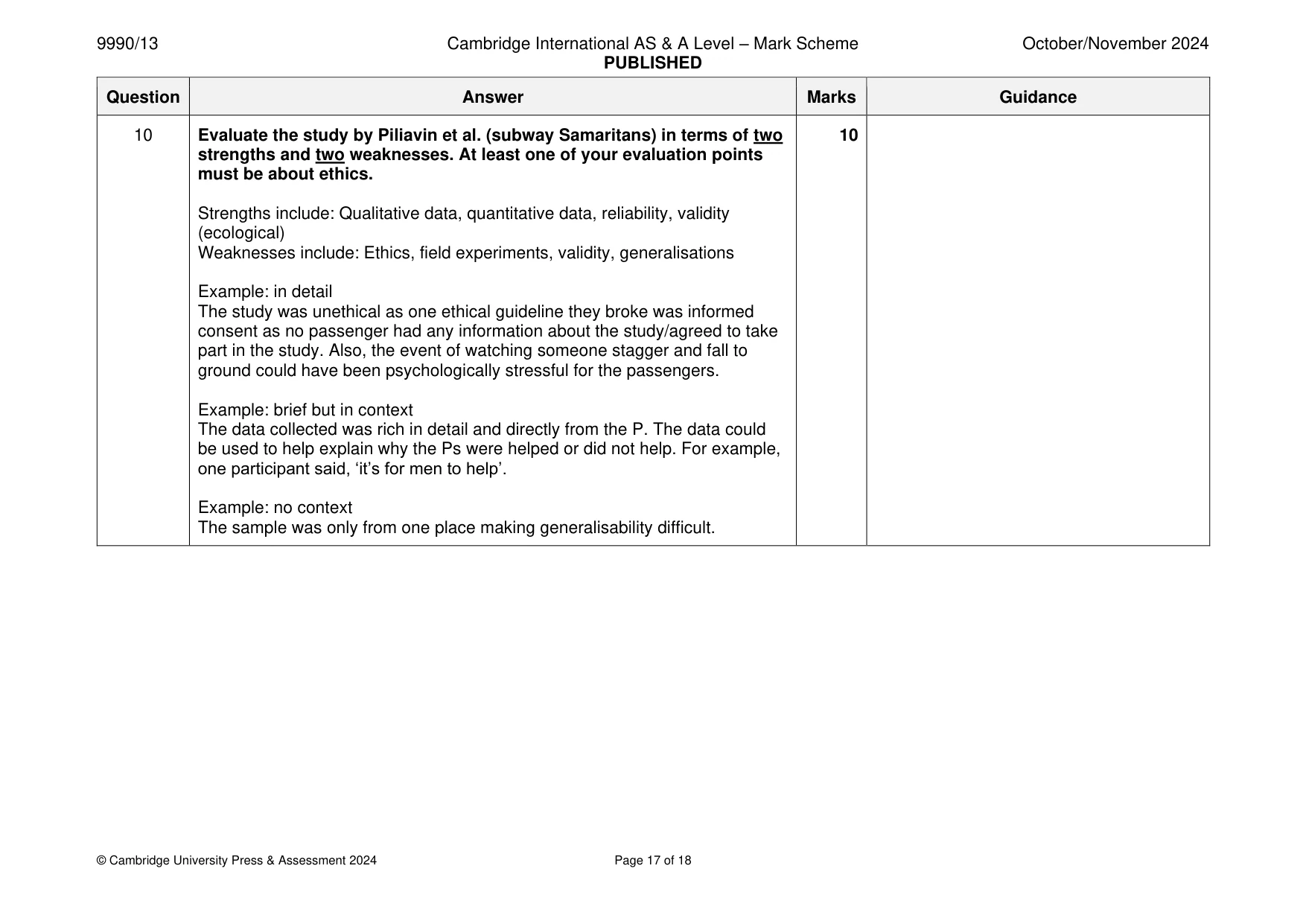 Mark scheme, page 17 of 18