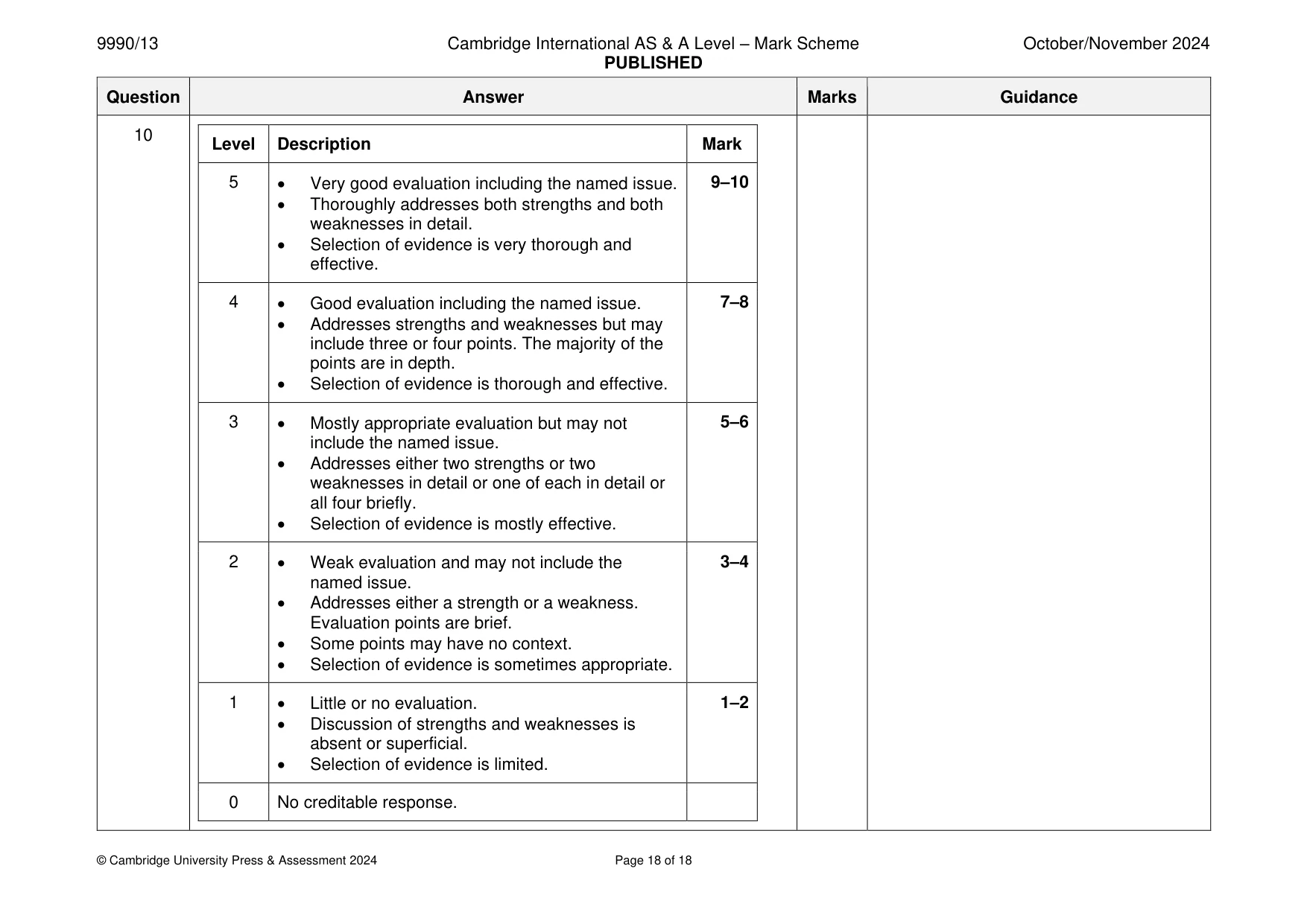 Mark scheme, page 18 of 18