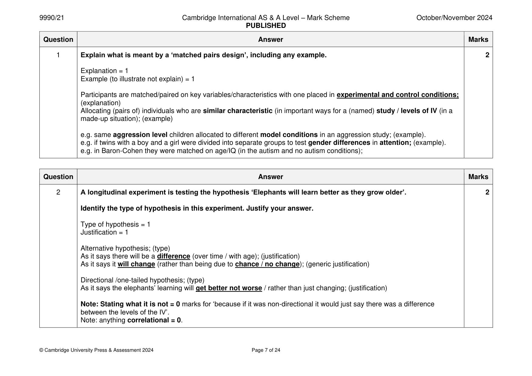 Mark scheme, page 7 of 24