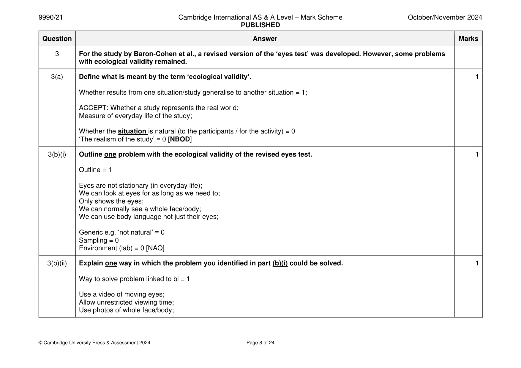 Mark scheme, page 8 of 24