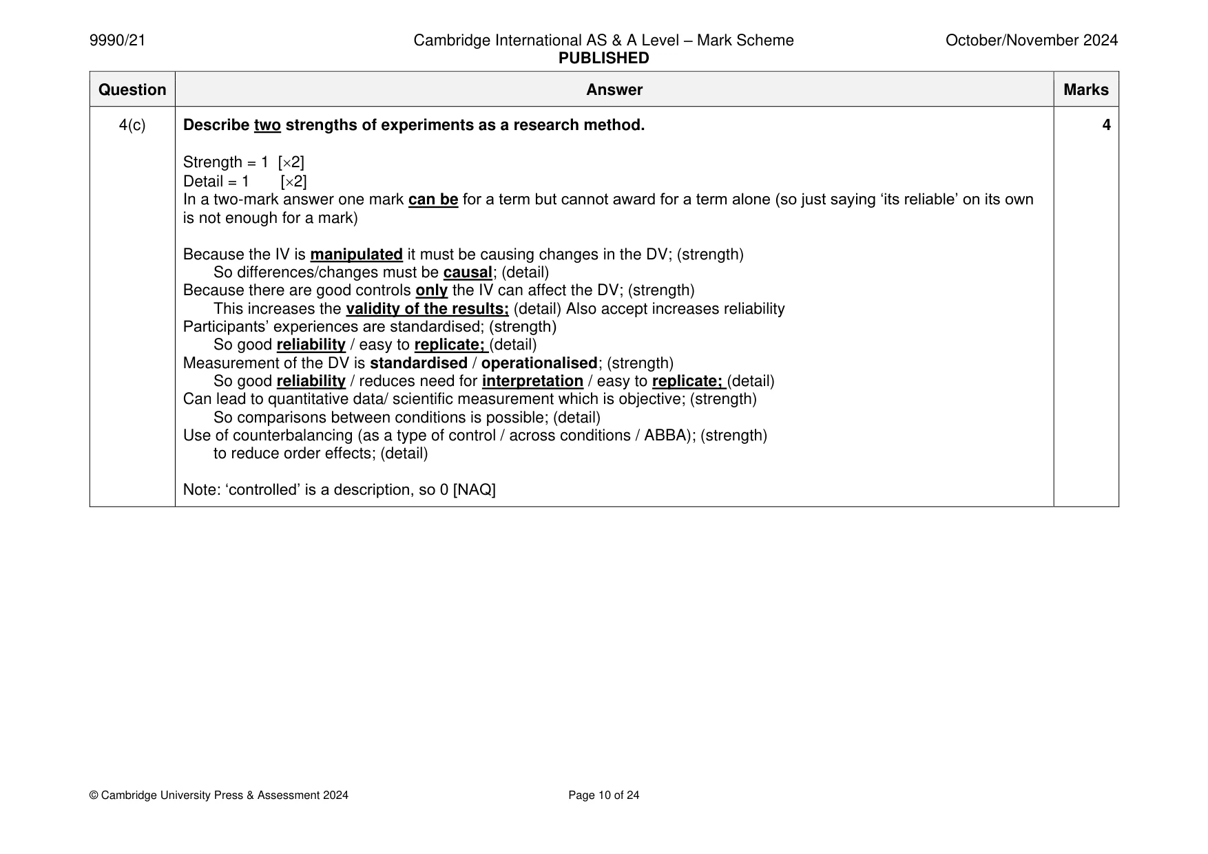 Mark scheme, page 10 of 24