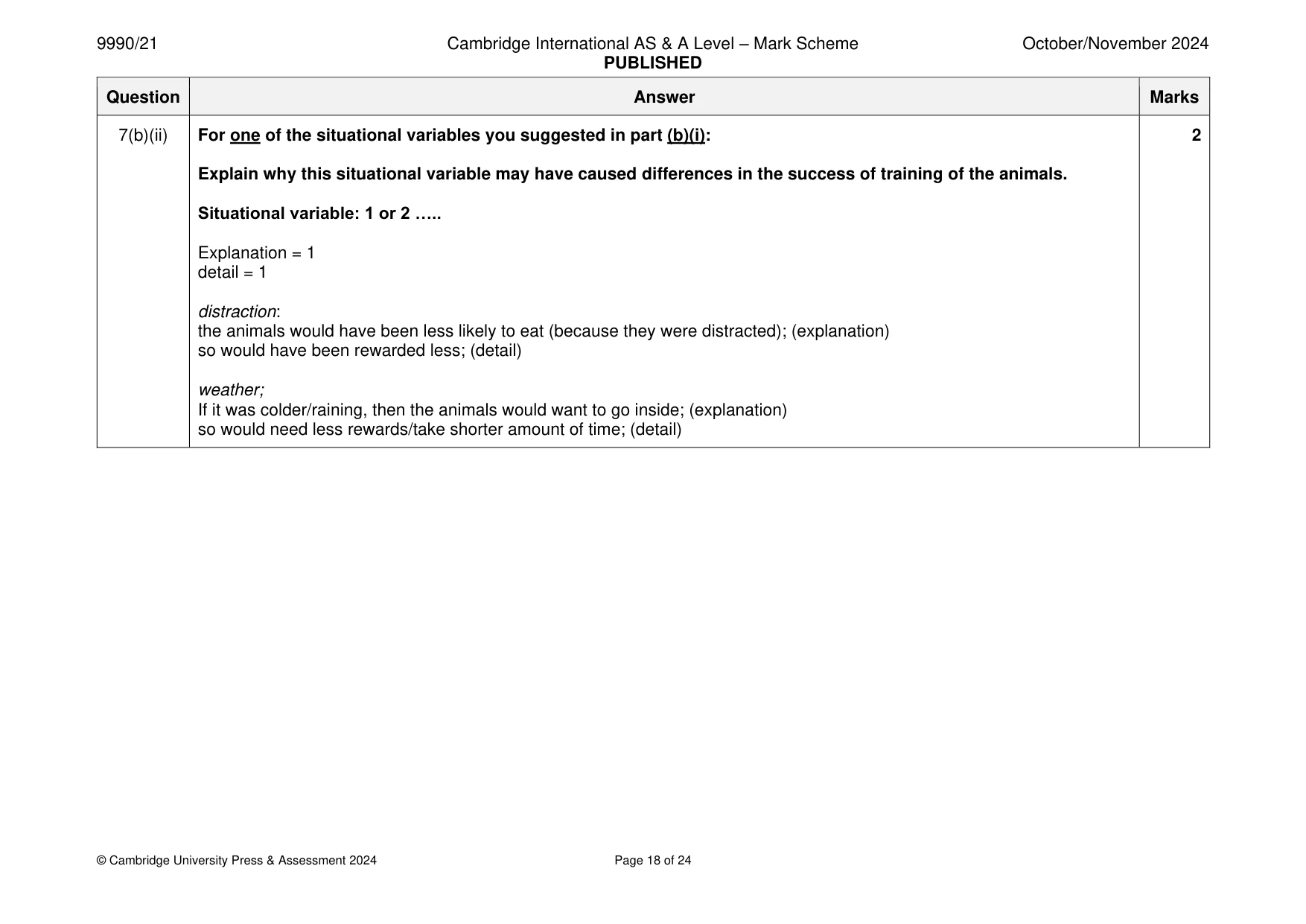 Mark scheme, page 18 of 24