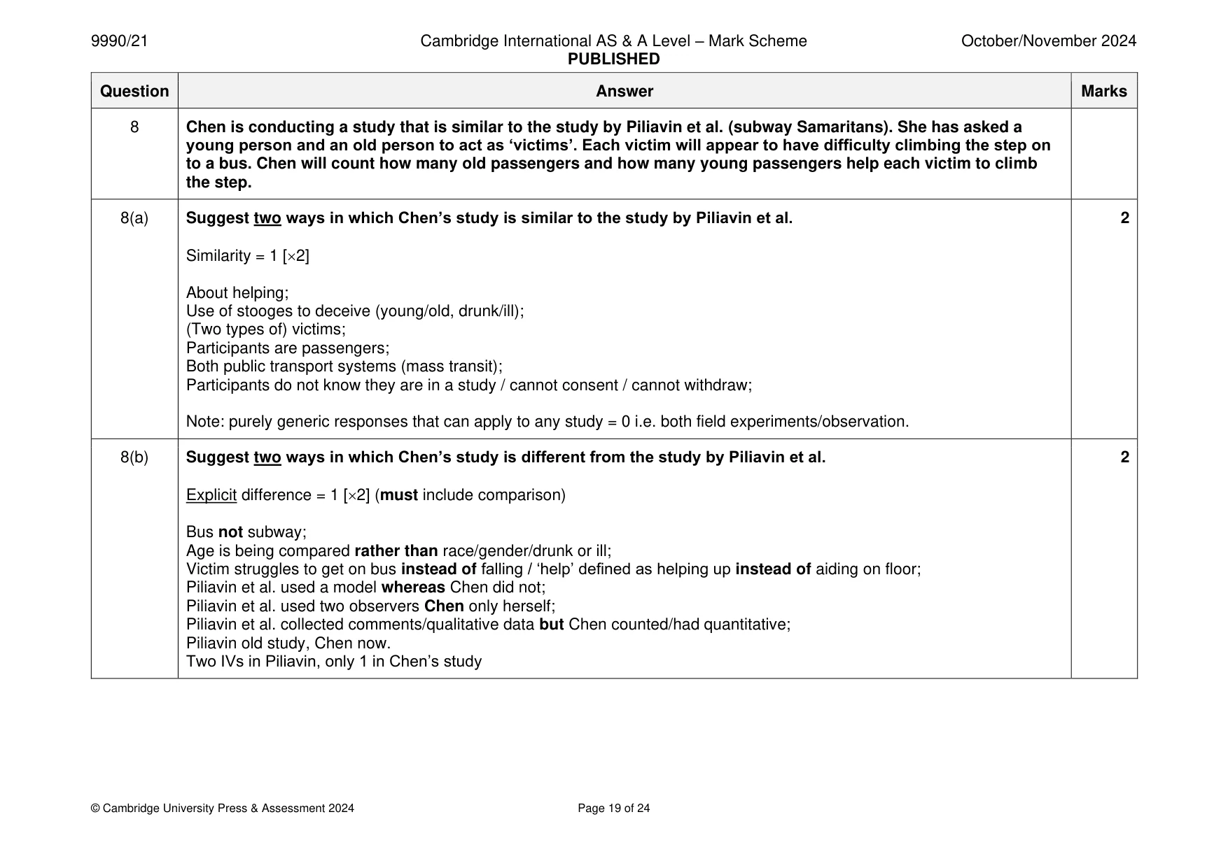 Mark scheme, page 19 of 24