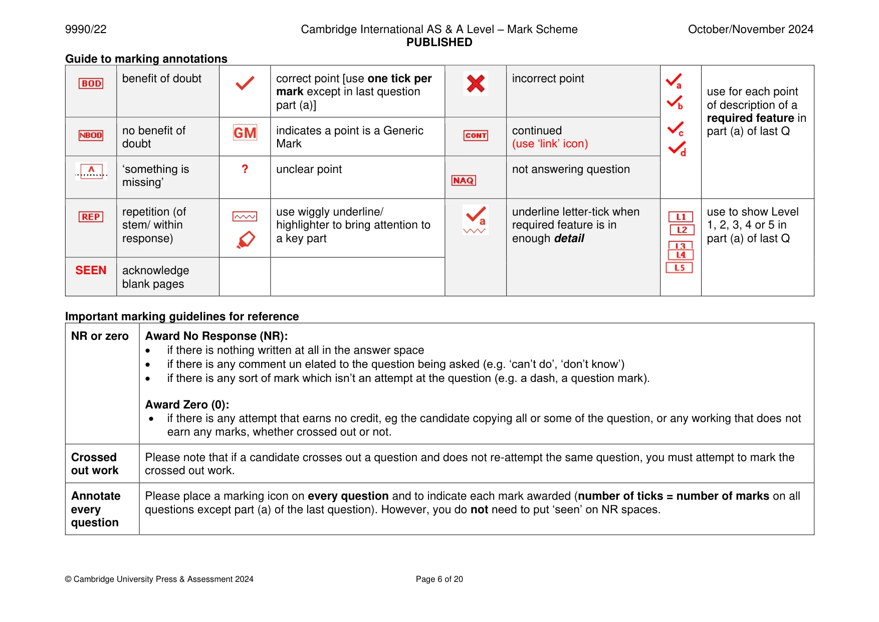 Mark scheme, page 6 of 20