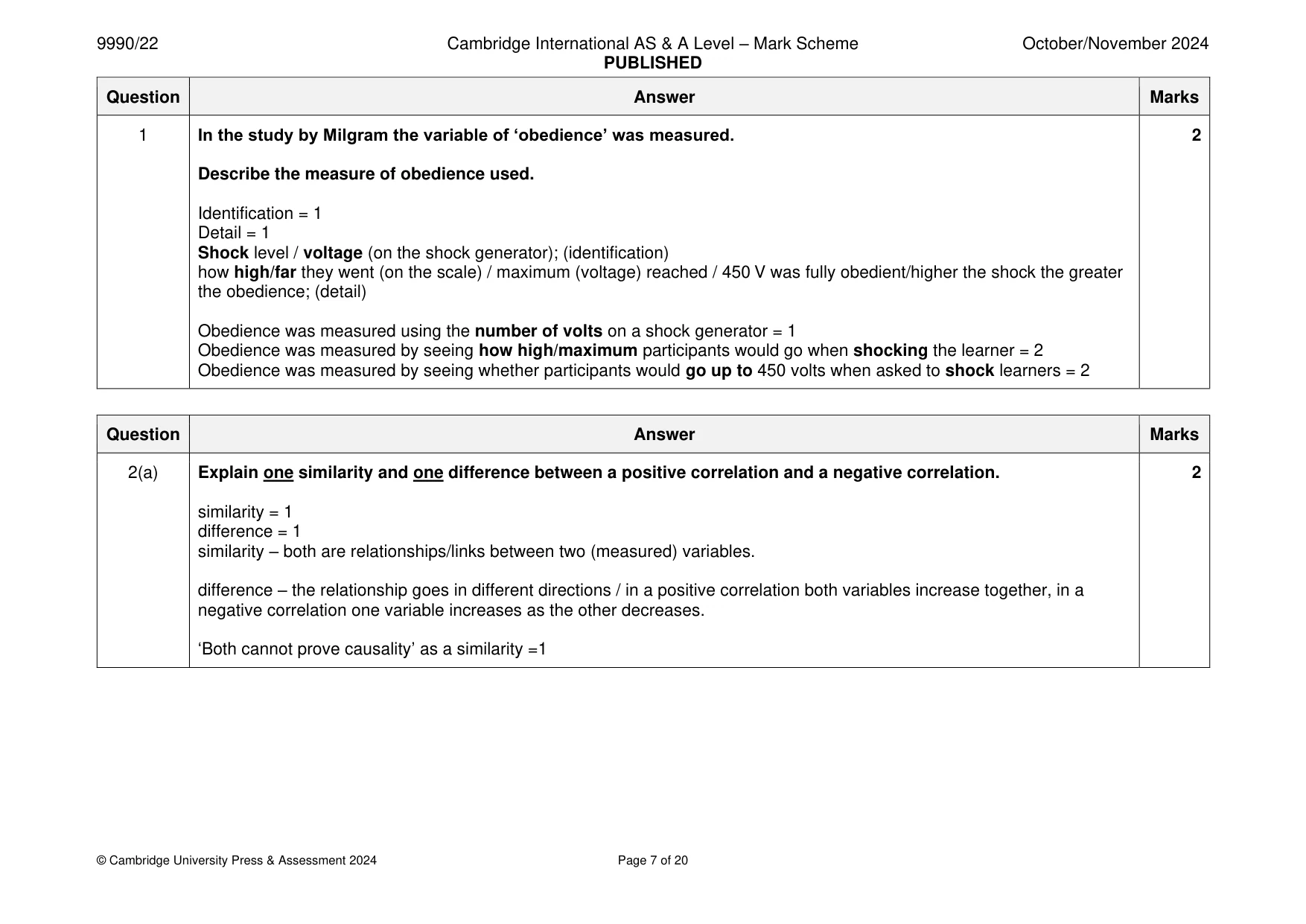 Mark scheme, page 7 of 20