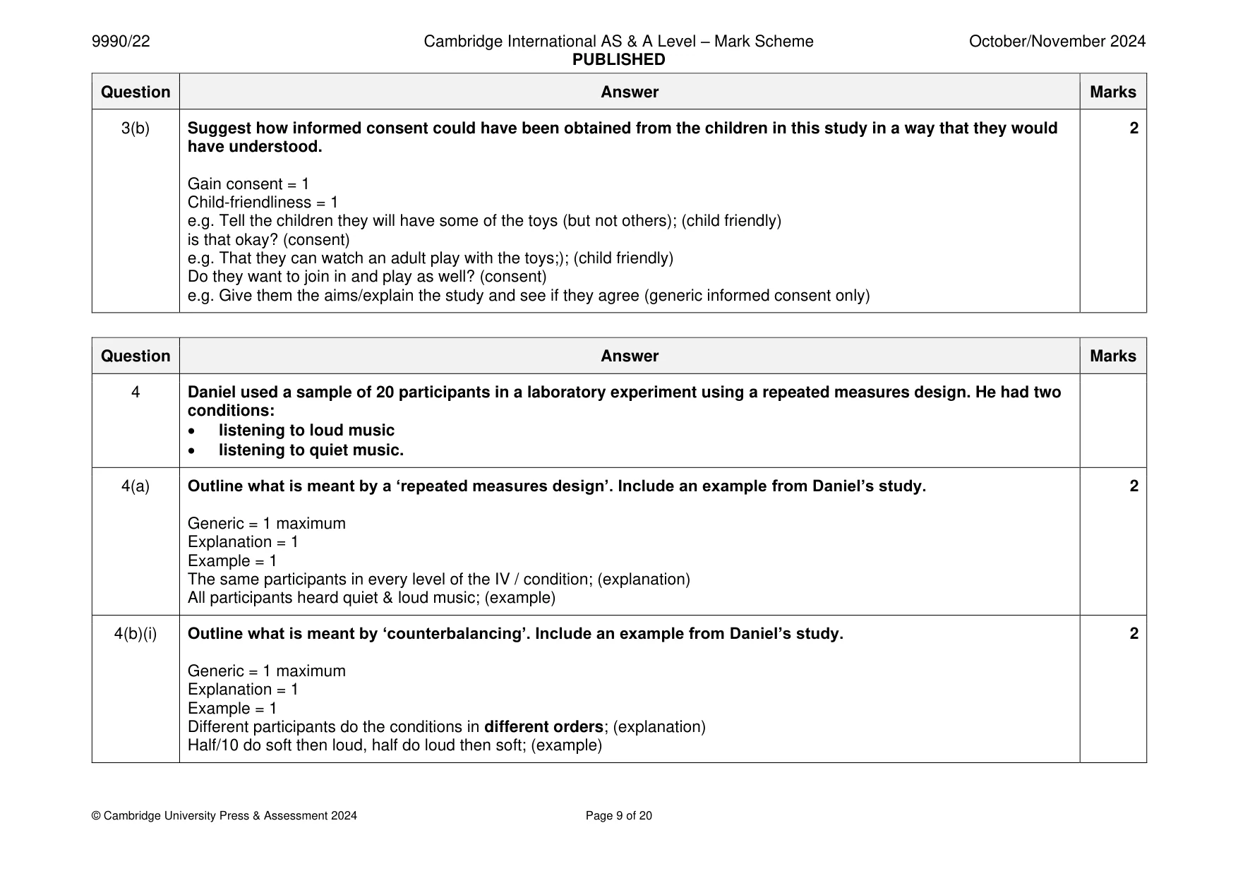 Mark scheme, page 9 of 20