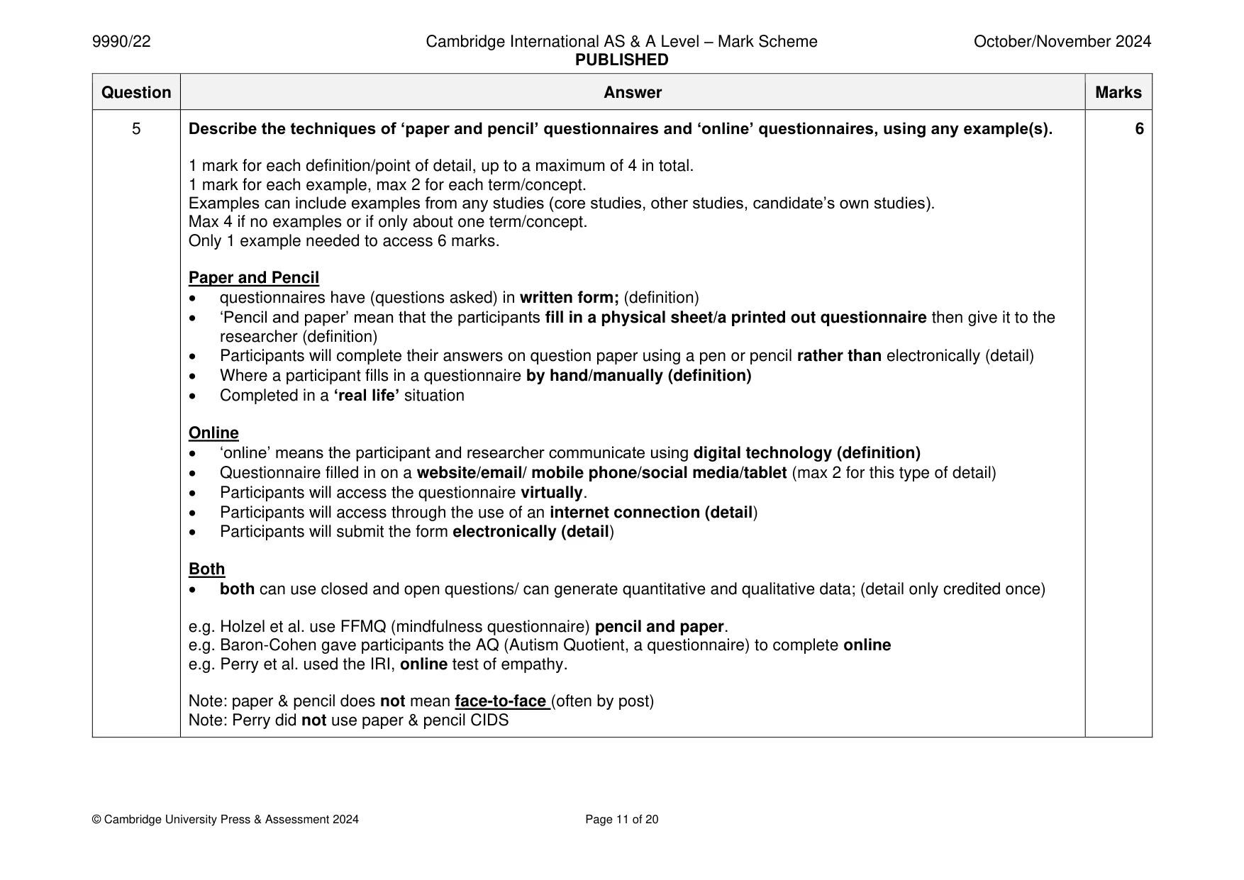 Mark scheme, page 11 of 20