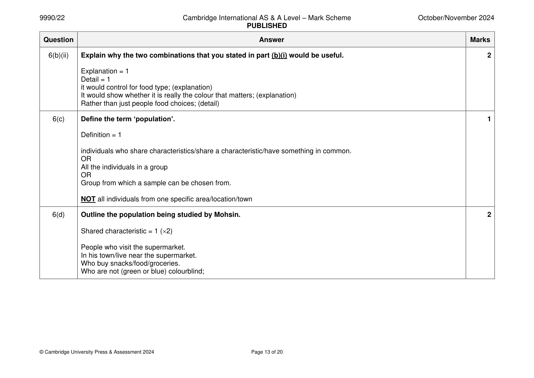 Mark scheme, page 13 of 20