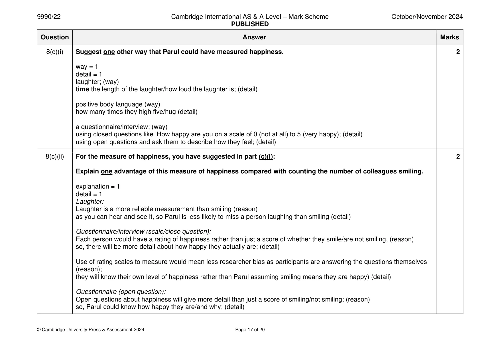 Mark scheme, page 17 of 20