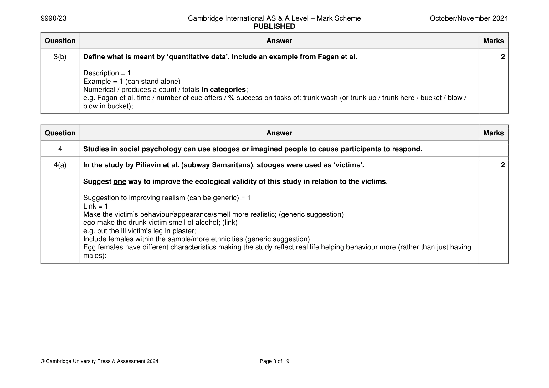 Mark scheme, page 8 of 19