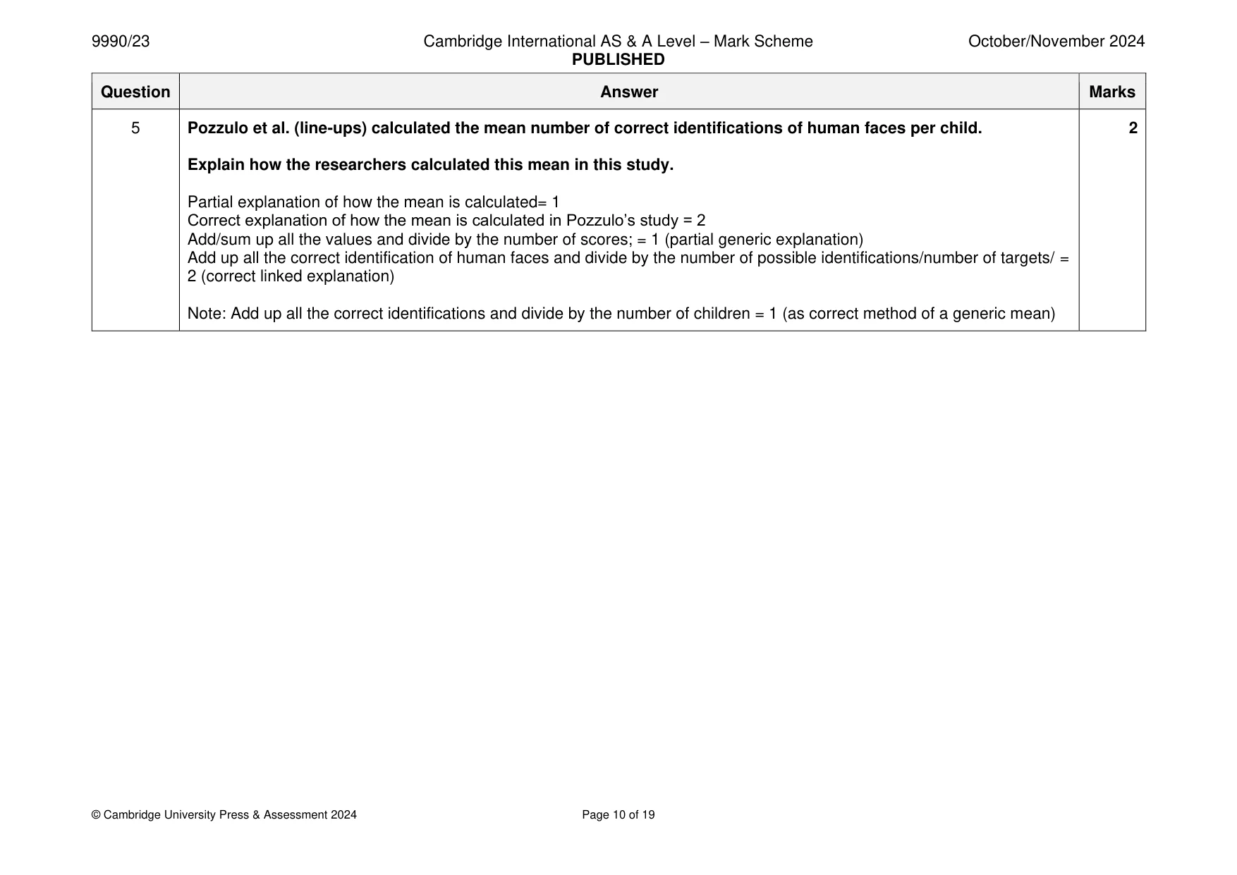 Mark scheme, page 10 of 19