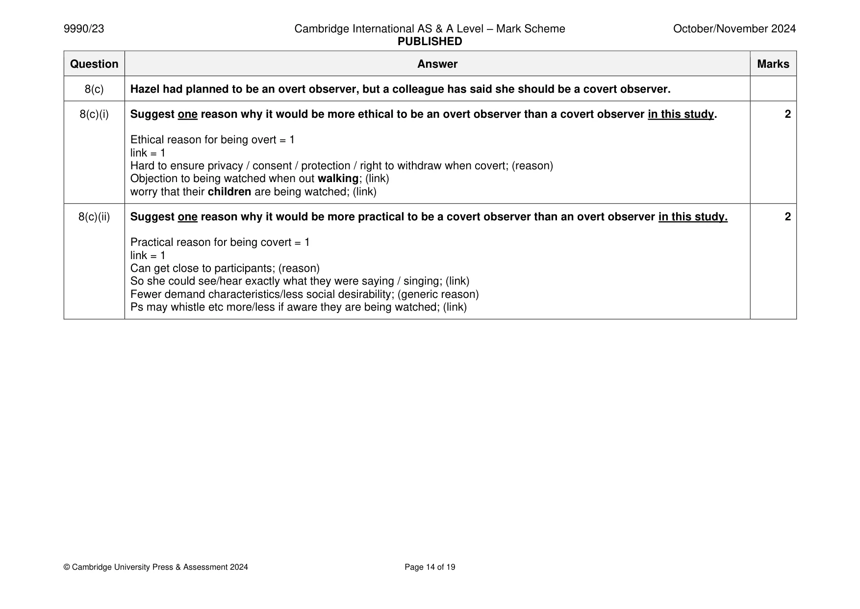 Mark scheme, page 14 of 19
