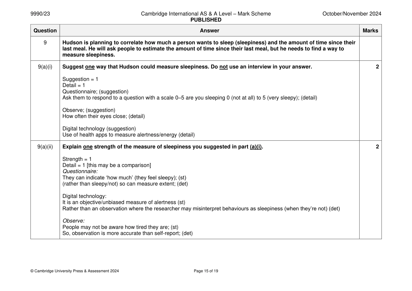 Mark scheme, page 15 of 19