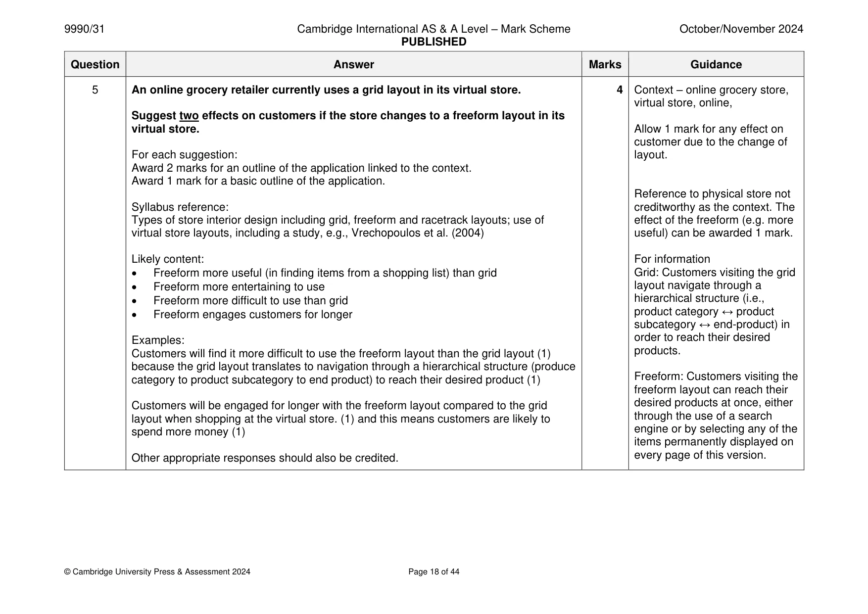 Mark scheme, page 18 of 44