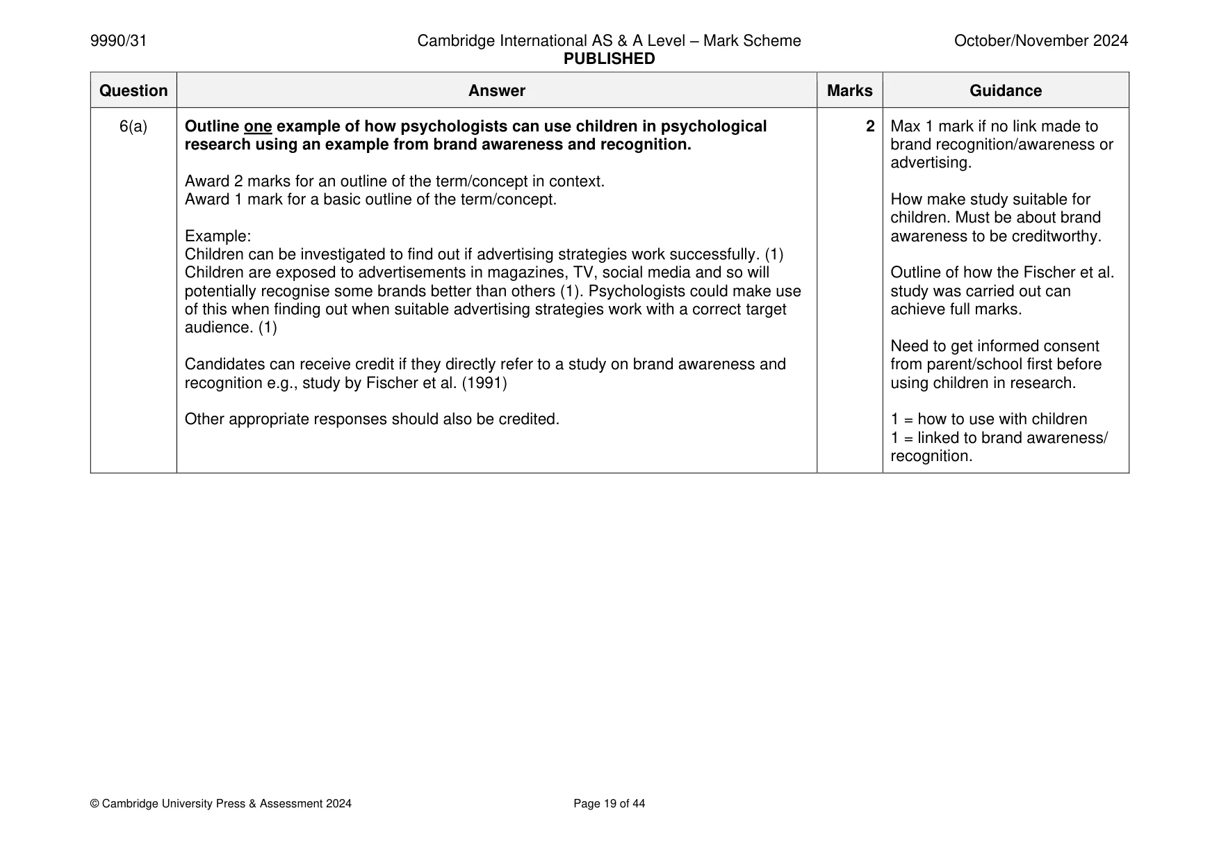 Mark scheme, page 19 of 44