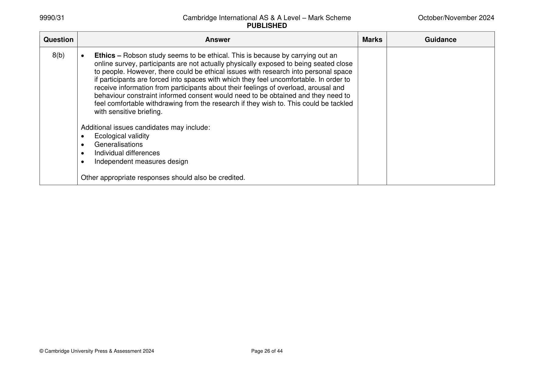 Mark scheme, page 26 of 44