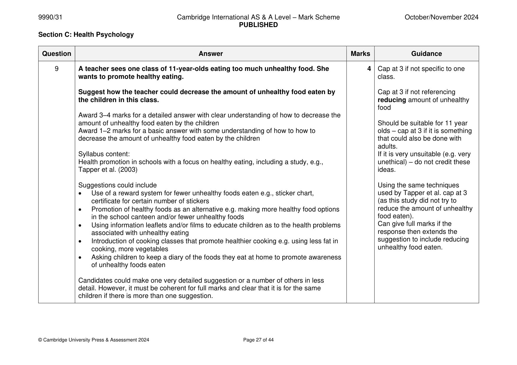 Mark scheme, page 27 of 44