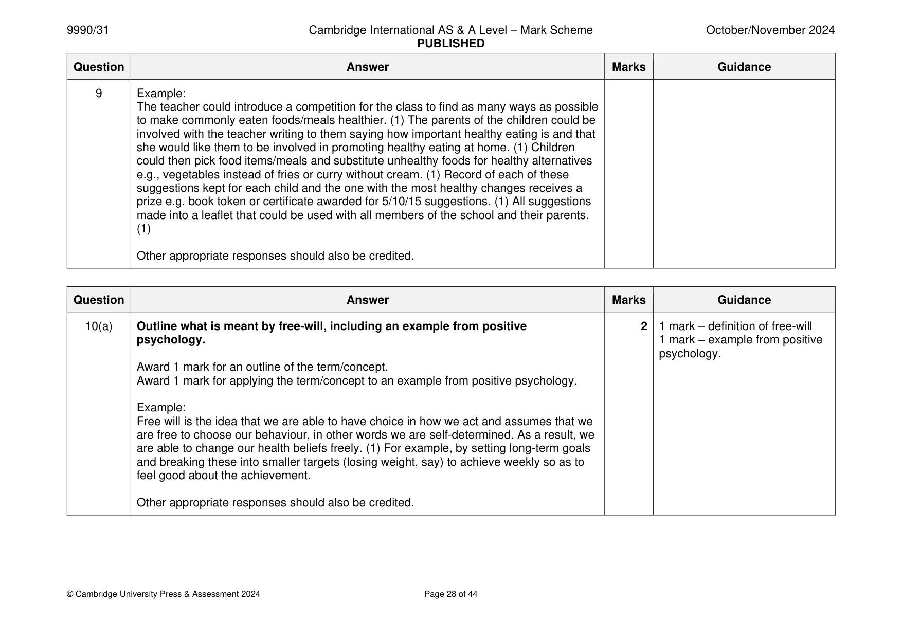 Mark scheme, page 28 of 44