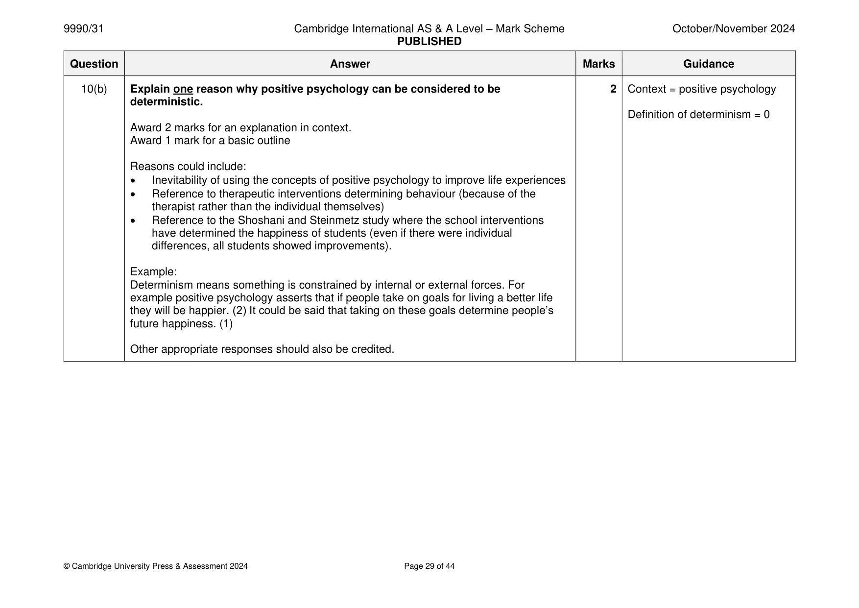 Mark scheme, page 29 of 44