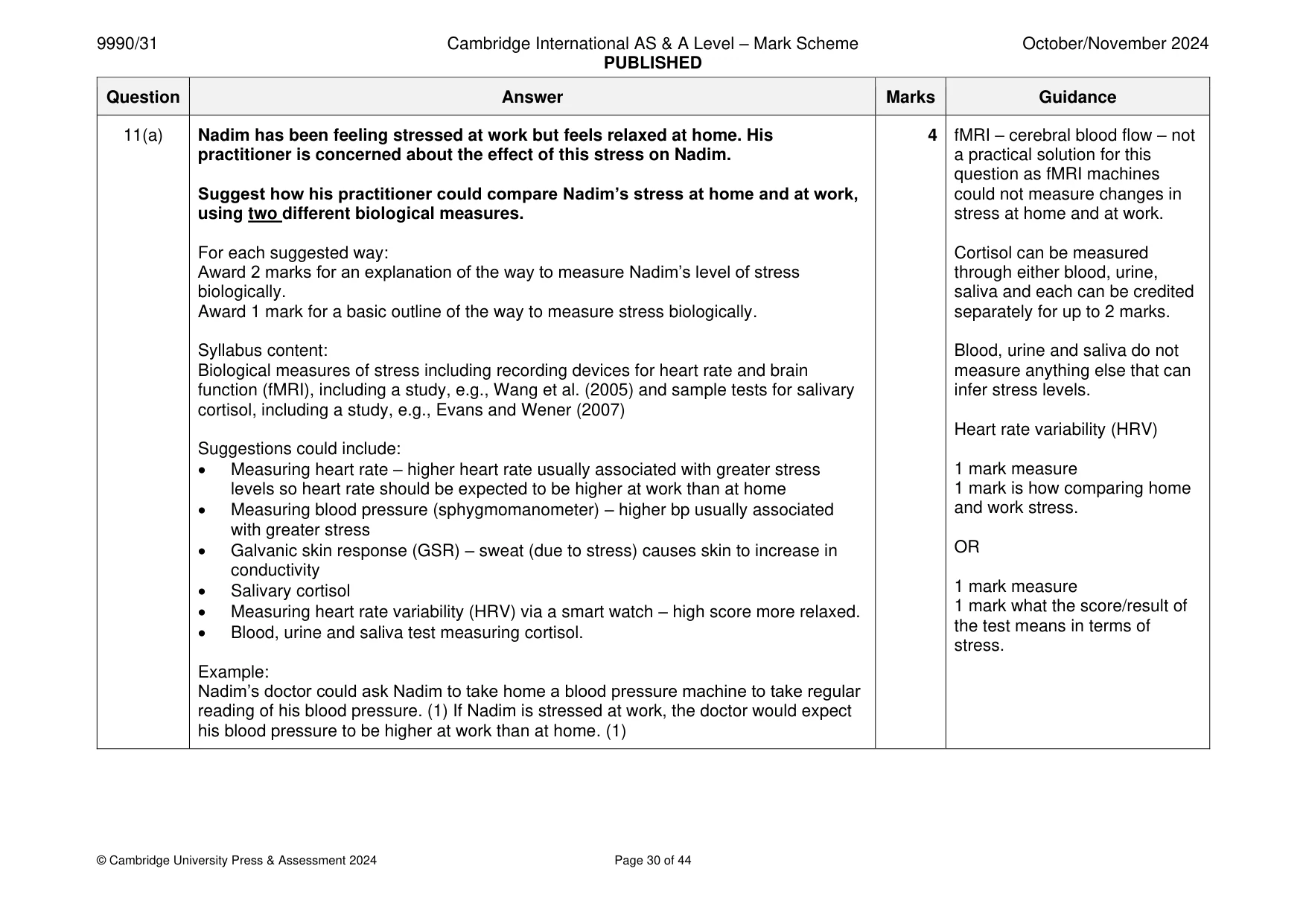 Mark scheme, page 30 of 44