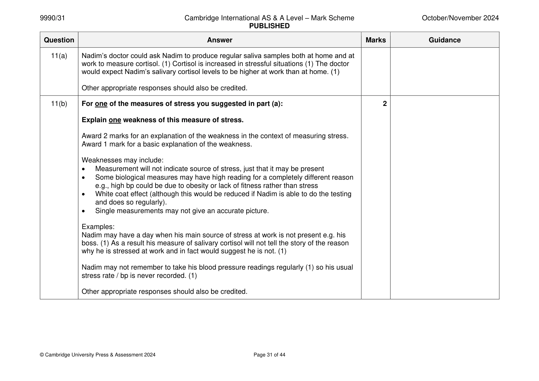 Mark scheme, page 31 of 44