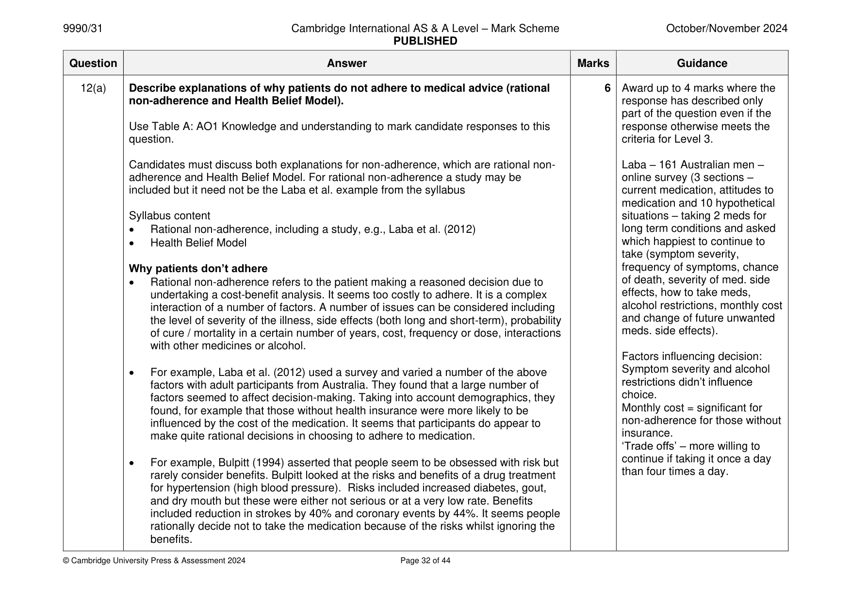 Mark scheme, page 32 of 44