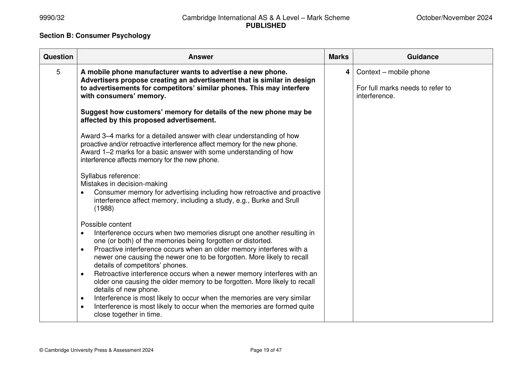 Mark scheme, page 19 of 47