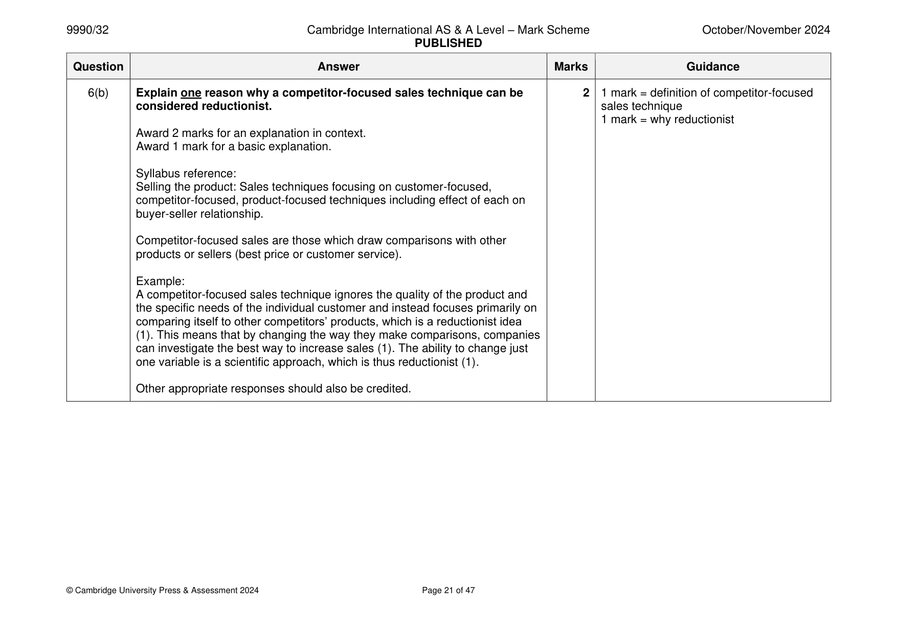 Mark scheme, page 21 of 47