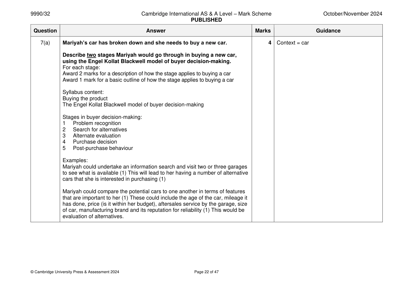 Mark scheme, page 22 of 47